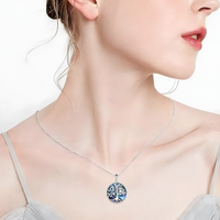 Blue Ocean Turtle Pendant Necklace 45cm + 5cm Adjustable Chain 2.6cm Drop B36