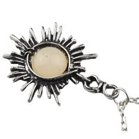 Sunburst Pendant Necklace – Round Yellow Cabochon Centre, Dark Oxidised 1316