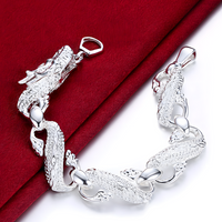 925 Silver-Plated Dragon Chain Bracelet for Men & Women –Classic 20cm Animal 892