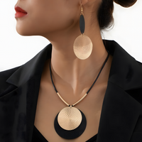 Women's Punk Style Large Circular Dangle Earring and Pendant Necklace Set B107