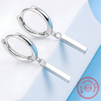 925 Silver-Plated Bar Drop Hoop Earring for Women Minimalist Dangle Earrings 917
