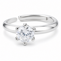 Elegant Adjustable Solitaire Ring, Round Brilliant Zircon Statement Promise 1615