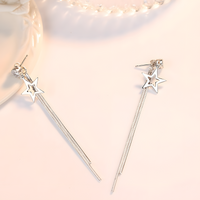 925 Silver-Plated Alloy Long Star Dangle Earrings for Women– Classic Zircon 1000