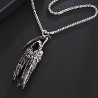 Unified Jewellery Grim Reaper Scythe Pendant Necklace 60cm Chain Gothic 6cm 1892