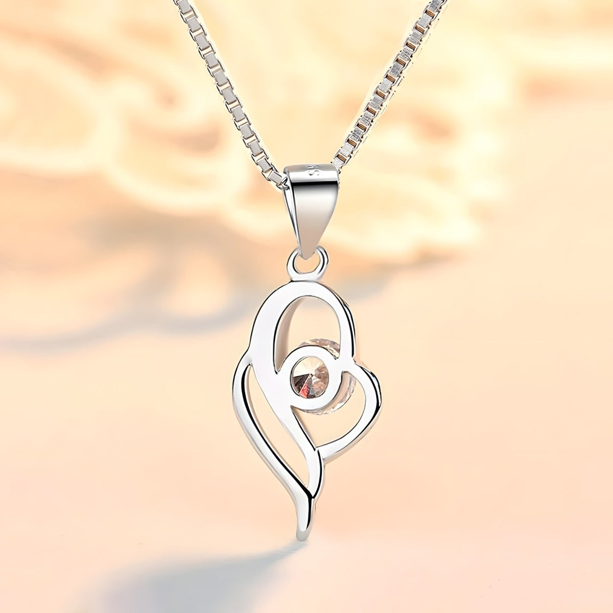 Sterling Silver Heart Necklace for Women – Real 925 Pendant with AAA Cubic 287
