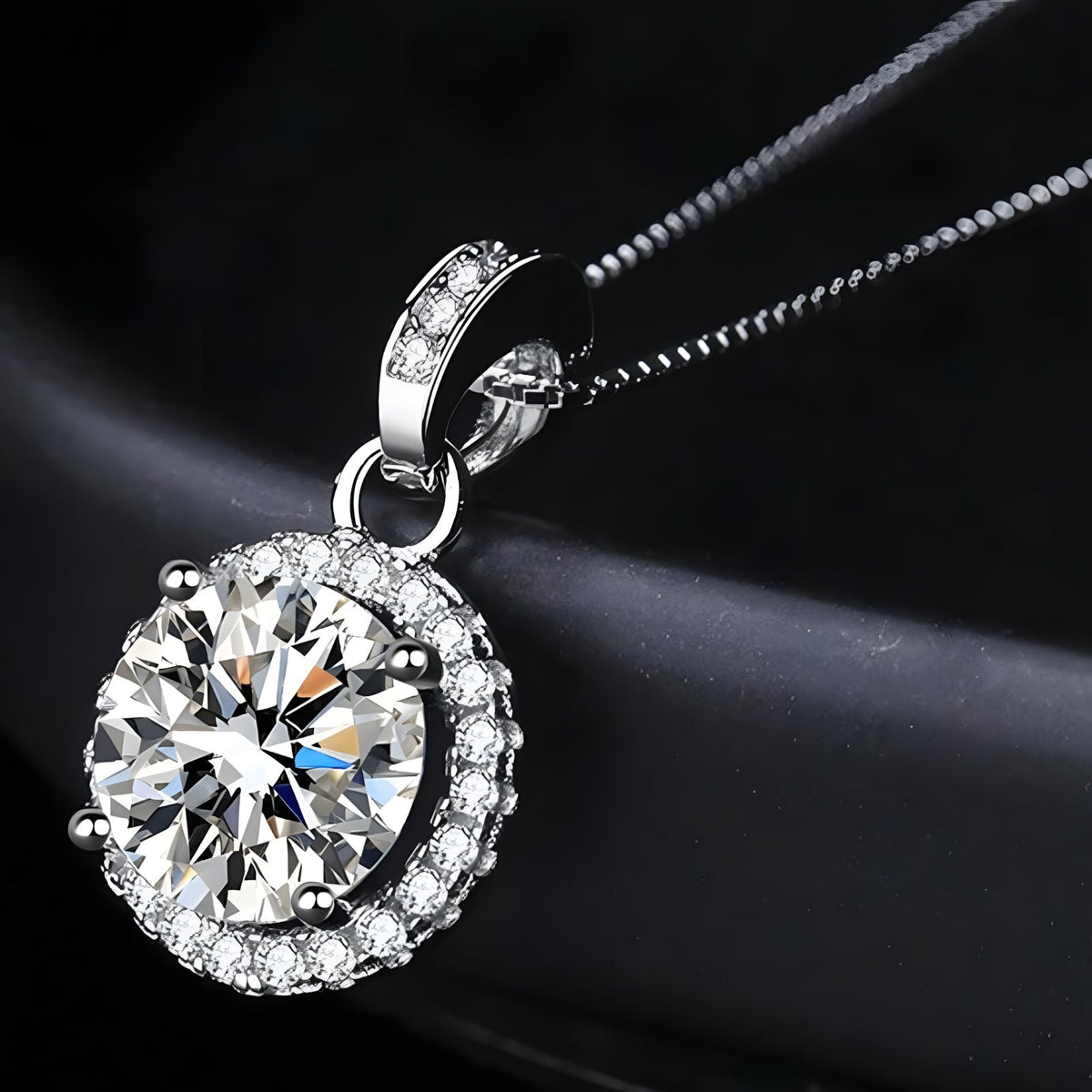 925 Sterling Silver Fine Round AAA Zircon Pendant Necklaces Women Jewelry 273