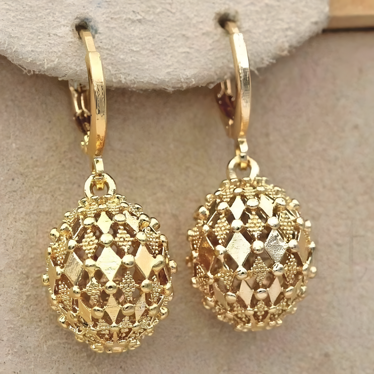 Women's Trendy Copper Drop Earrings for Women, Geometric Gold Plated Dangle 461