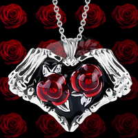Red Rose Heart Pendant Necklace for Women – Zinc Alloy Metal with Gemstone 1148
