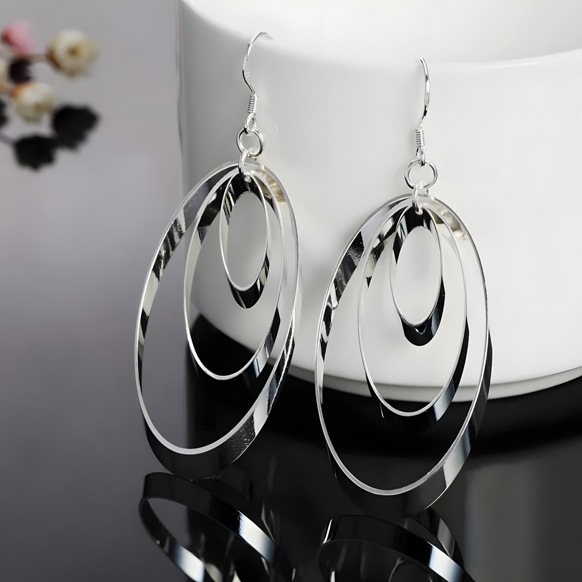 925 Sterling Silver Round Hoop Dangle Earrings for Women & Girls 447
