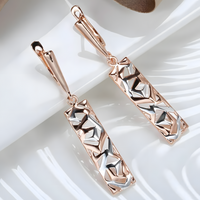 585 Rose Gold Silver Color Mix Geometric Rectangle Design Ethnic Boho Dangle 597