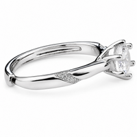 Adjustable Round Brilliant Zircon Engagement Ring, Elegant Twist Shoulder 1617