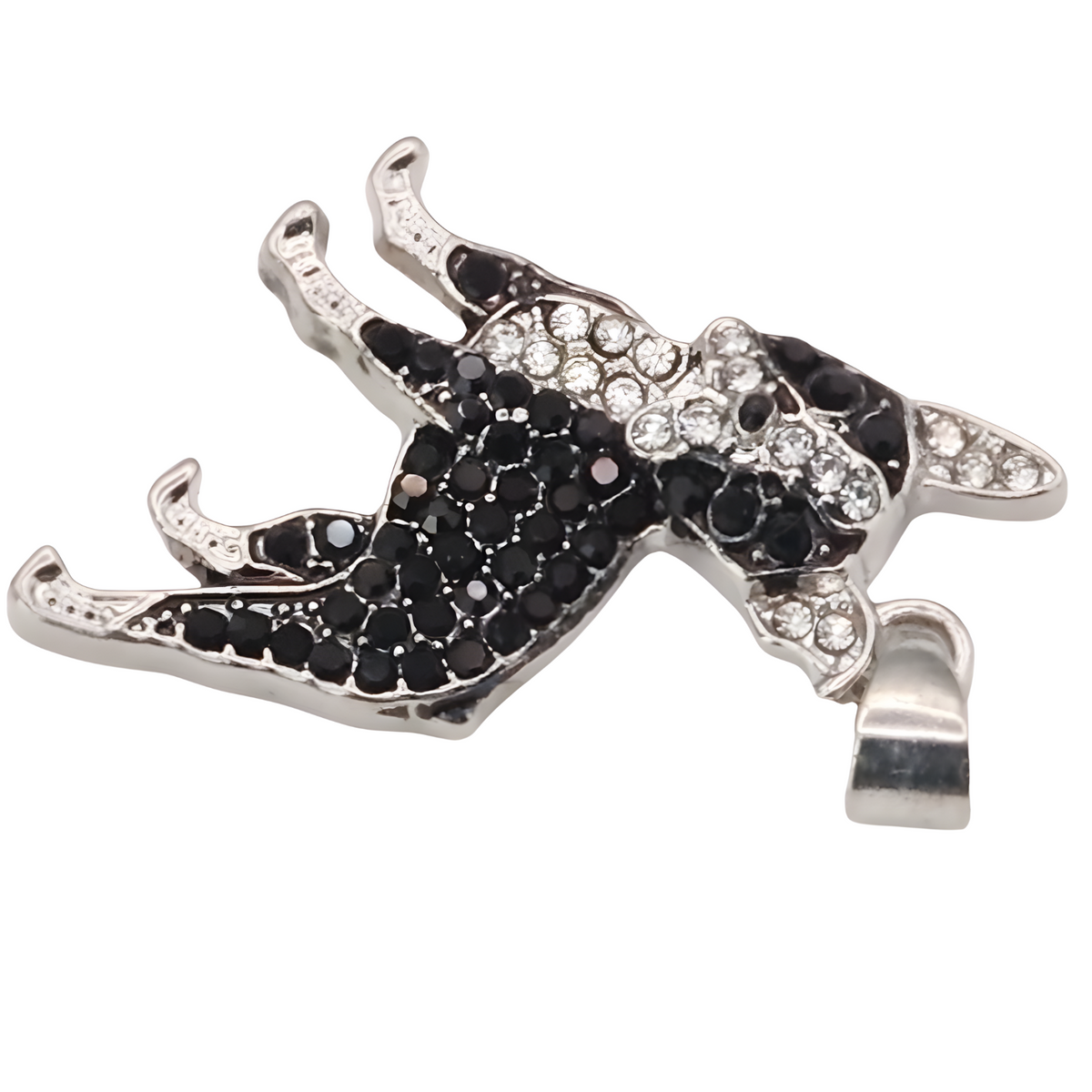 Boston Terrier Pendant Necklace, MultiTone Rhodium & Black-Plated Stainless B252