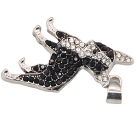 Boston Terrier Pendant Necklace, MultiTone Rhodium & Black-Plated Stainless B252