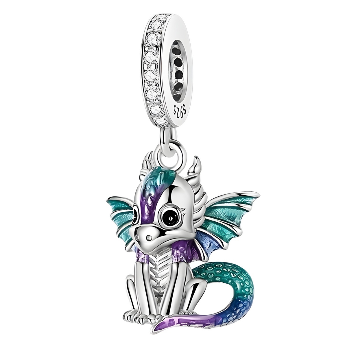 Cute Fire Dragon Charms Bead 925 Sterling Silver Colorful Dangle Fit 524