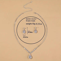 Women Silver Plated Zircon Pendant Necklace&Earring Fine Jewelry Set Wedding 59