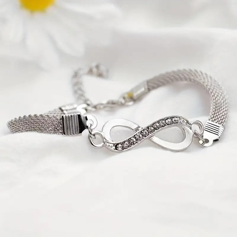 Infinity Symbol Inlaid Rhinestones Bracelet Personality Hand Jewellery 86 UK