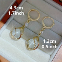 Moonstone Bead Shiny Rhinestone Decor Dangle Earrings Elegant Simple Style 29 UK
