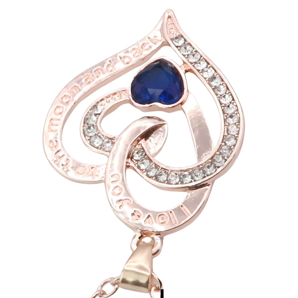 18K Gold Plated Zinc Alloy Blue Heart Stone and Princess Cut Rhinestones B310