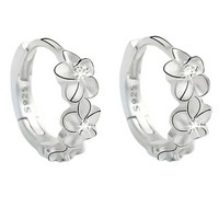 925 Sterling Silver Floral Huggie Hoop Earrings for Women – Delicate Flower 165