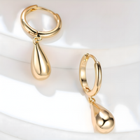 Gold Water Drop Hoop Earring for Women – Trendy Geometric Drop Design 638
