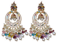 Elegant Bollywood Inspired Gold Kundan Earrings - Traditional Indian Jewelry 198