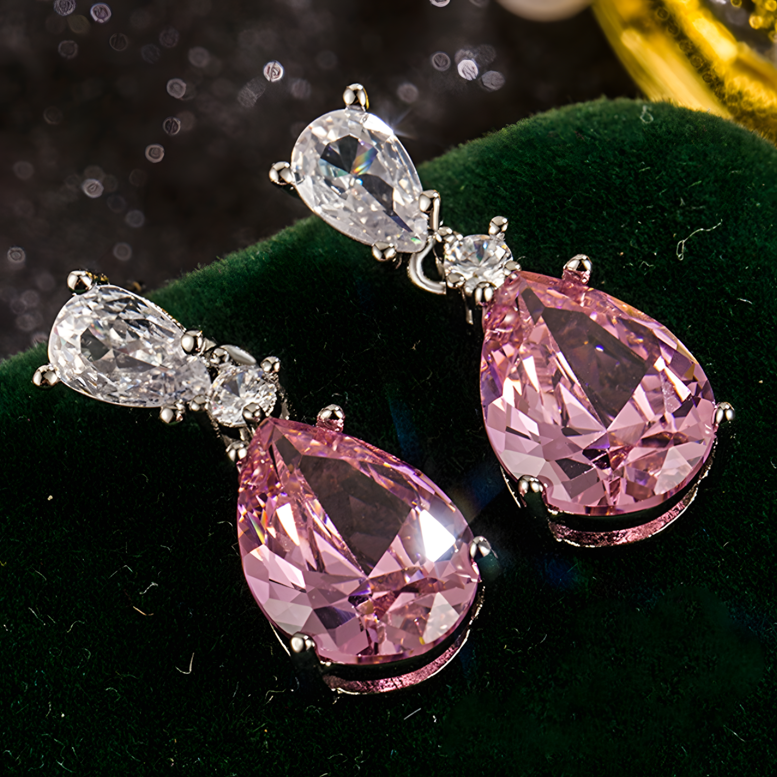 Unified Jewellery Premium Pink Pear Crystal Drop Earrings 2.2cm 1841