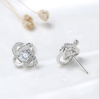 Sterling Silver Knot Stud Earrings AAA Cubic Zirconia  Elegant Infinity Knot 334