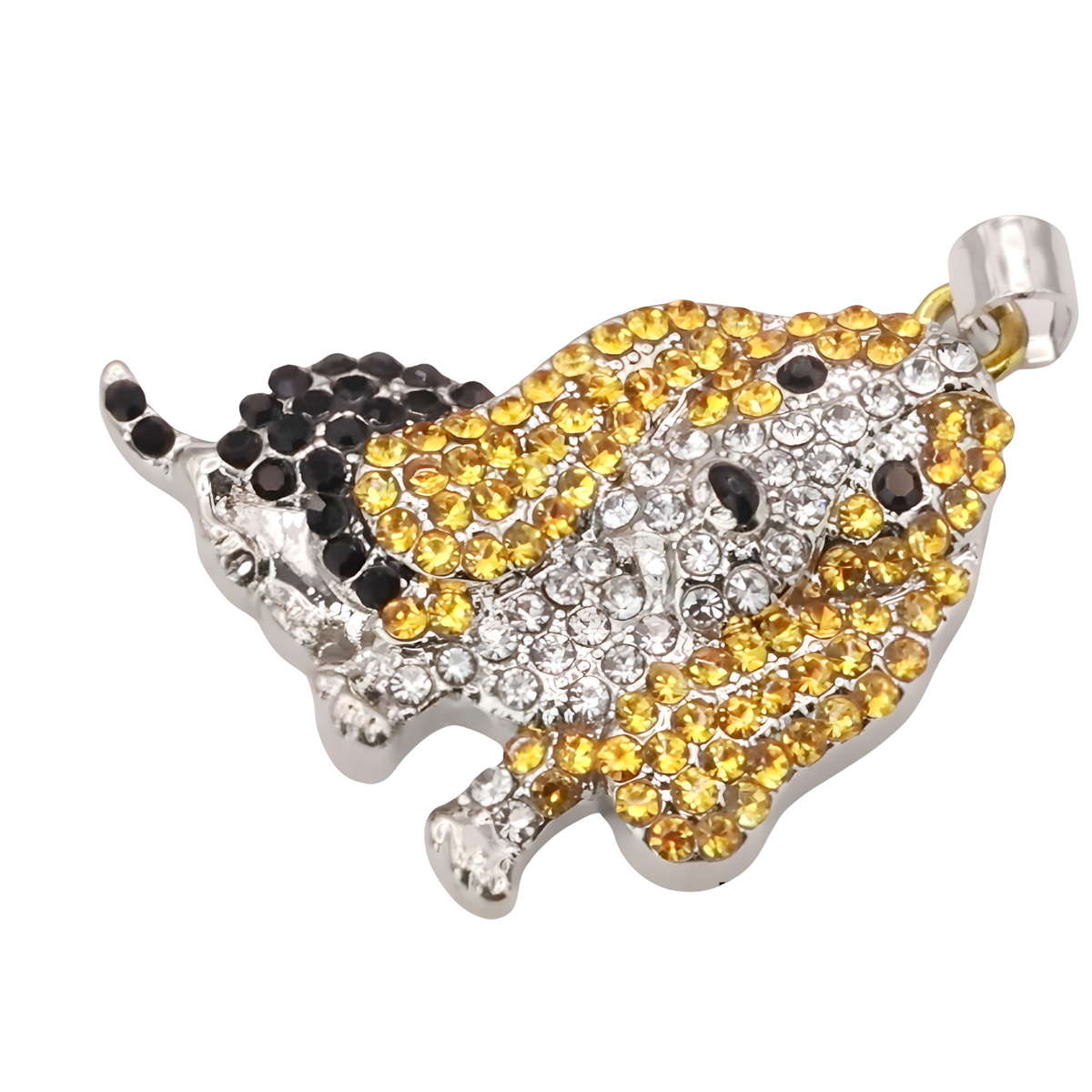Basset Hound Dog Pendant Necklace, Zinc Alloy MultiColor Rhinestone  B229