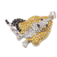 Basset Hound Dog Pendant Necklace, Zinc Alloy MultiColor Rhinestone  B229