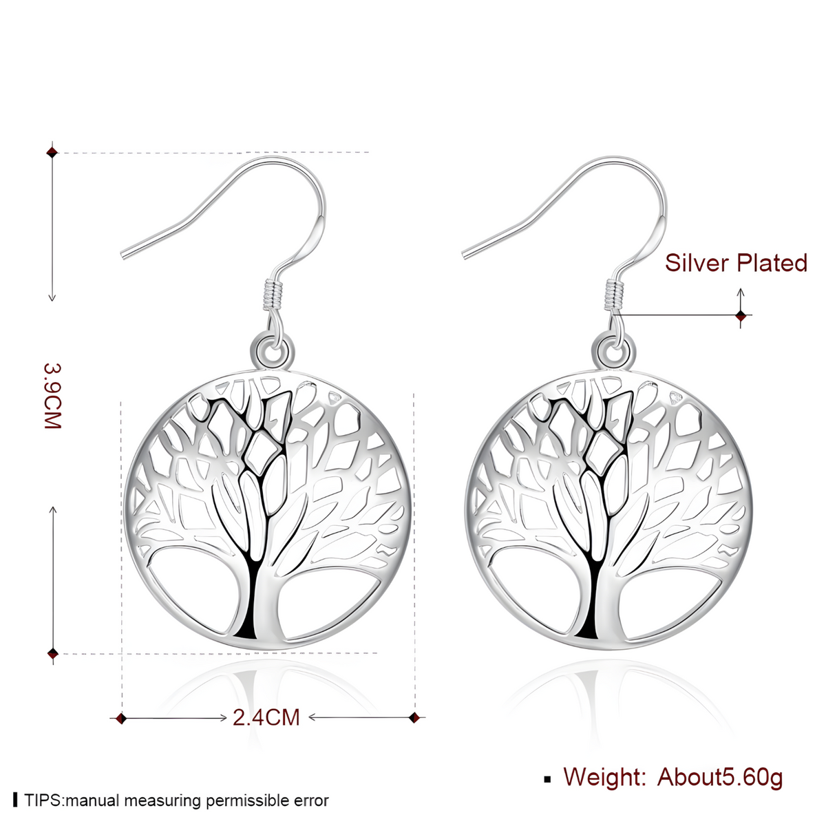925 Silver Tree of Life Jewellery Set, Necklace & Earrings, Womens Gifts 433