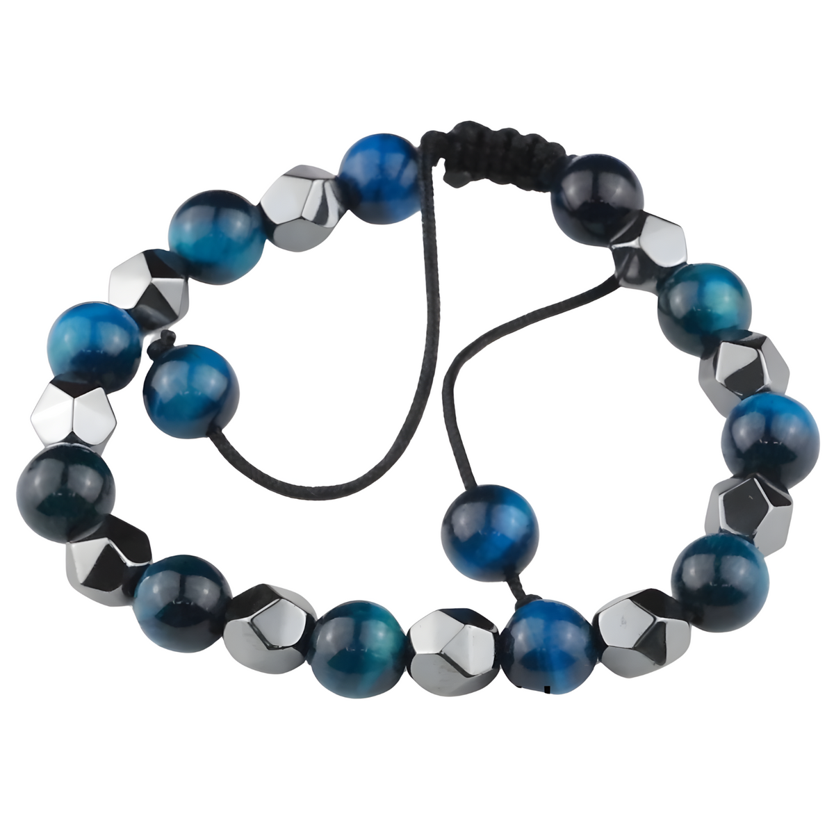 MultiColor 8mm Tiger Eye Beaded Bracelet Adjustable Macrame Bracelet Unisex 1356