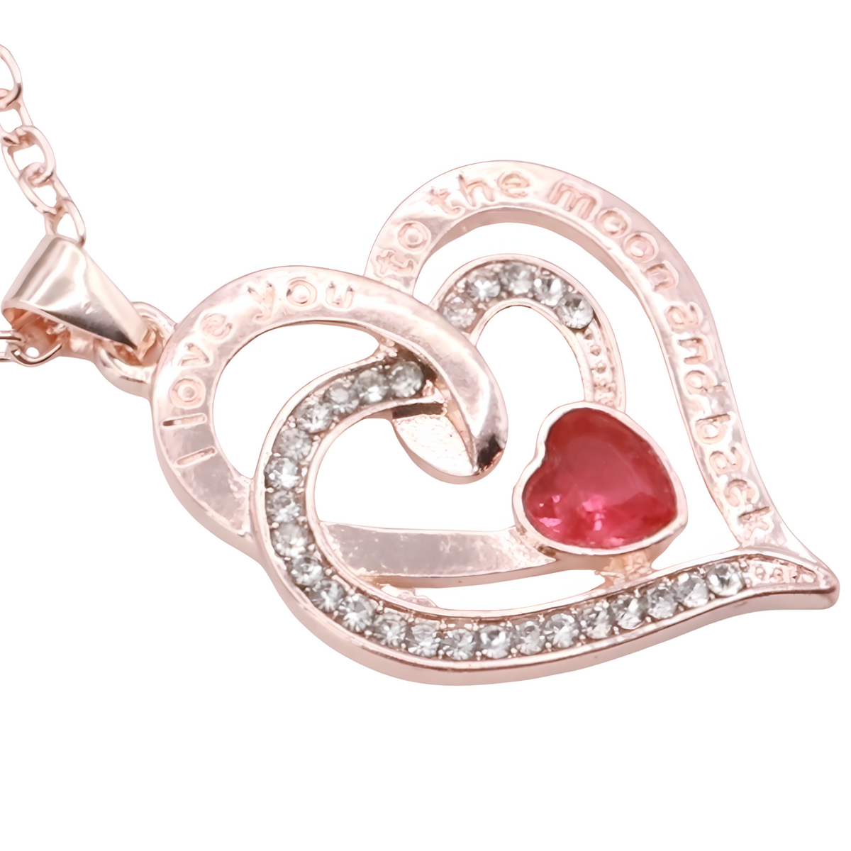 18K Gold Plated Zinc Alloy Crystal Rhinestone Channel Set Heart Statement B308
