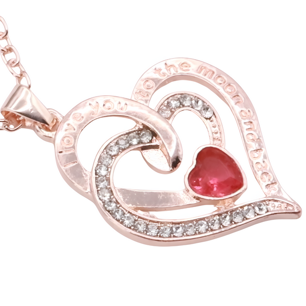 18K Gold Plated Zinc Alloy Crystal Rhinestone Channel Set Heart Statement B308