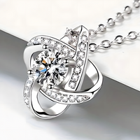 Vintage Style Cubic Zirconia Love Knot Necklace for Mom, Zinc Allo (No box) B187