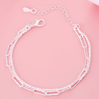 Double Chain Bracelet For Women 20CM Lobster Clasp Adjustable Geometric 1776