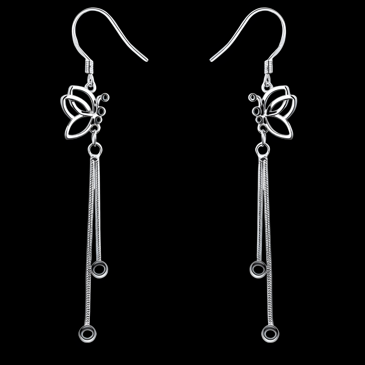 925 SilverPlated Butterfly Drop Earrings for Women Long Tassel Dangle Design 983