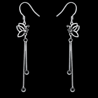 925 SilverPlated Butterfly Drop Earrings for Women Long Tassel Dangle Design 983