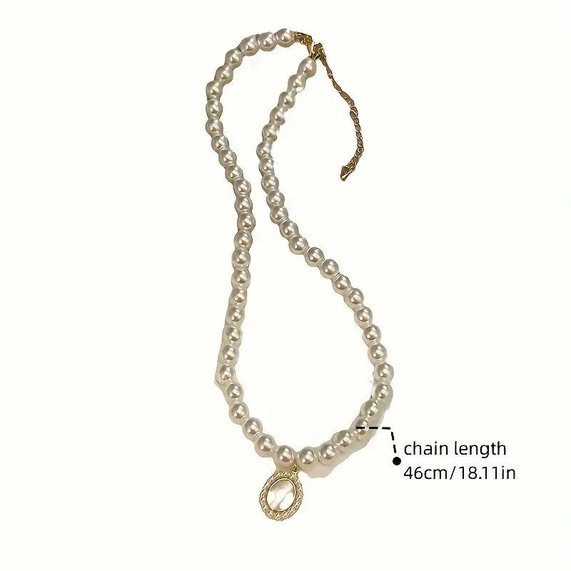 French Style Freshwater Pearl Necklace Opal Pendant Collarbone Chain 83 UK