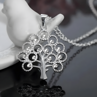 925 Sterling Silver 18 inches Elegant Acacia beans pendant Necklace Women 449