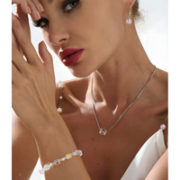Unified Jewellery 3 Piece Cube Crystal Jewellery Set Women, Aurora Rainbow 1712
