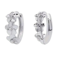 925 Sterling Silver Floral Huggie Hoop Earrings for Women – Delicate Flower 165