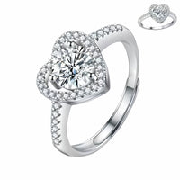 Women's Adjustable Heart Halo Zircon Engagement Ring, Round Brilliant Cut 1611