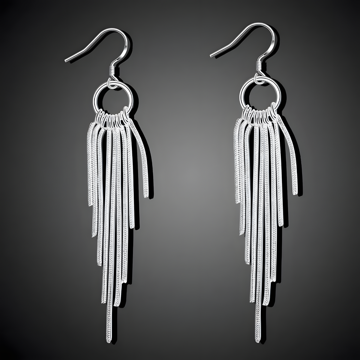 Retro Tassel Earrings, Long Fringe Drop Earrings with Fish Hook Closure 1420