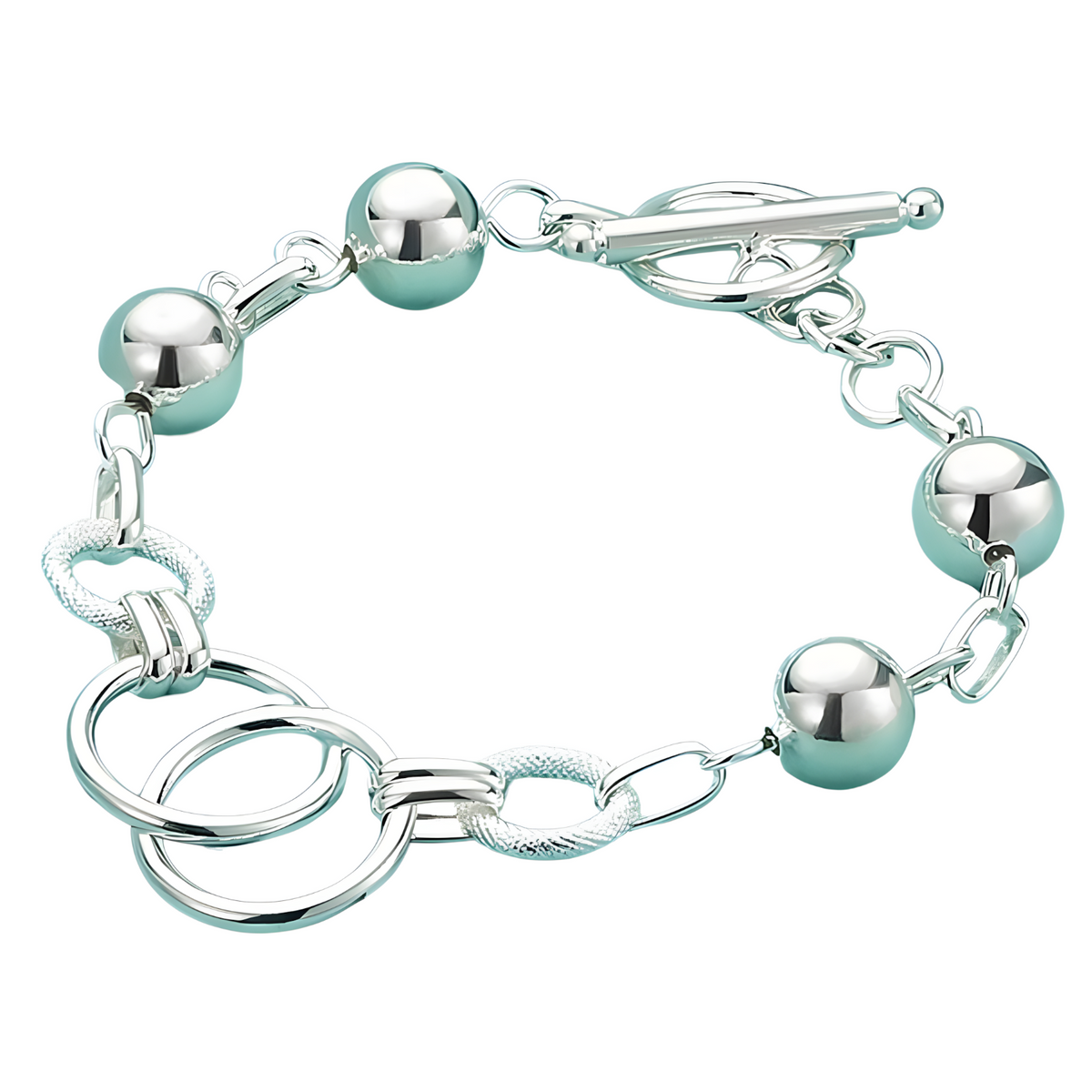 Toggle Bracelet For Women - Circle Link Chain Bracelet With Polished Ball 1782
