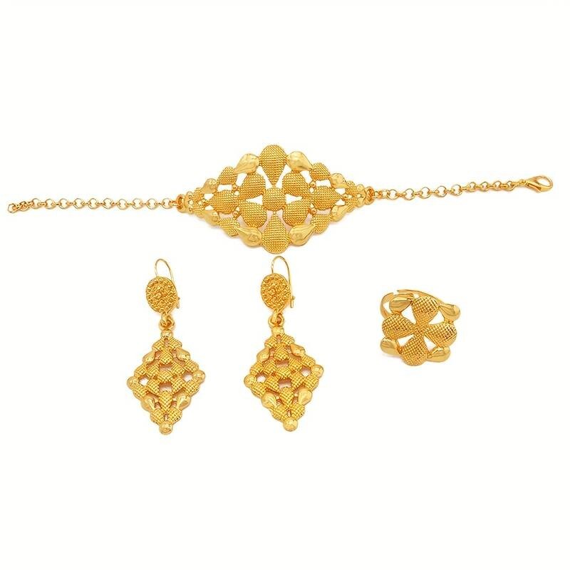 5-Piece Bridal Jewelry Set: Earrings, Necklace, Bangle, Ring, Exaggerated 110