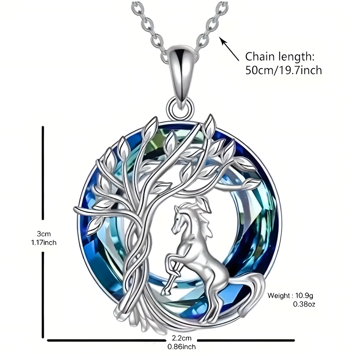 Unified Jewellery Tree of Life Horse Necklace,Silver Plated Stainless Steel B257