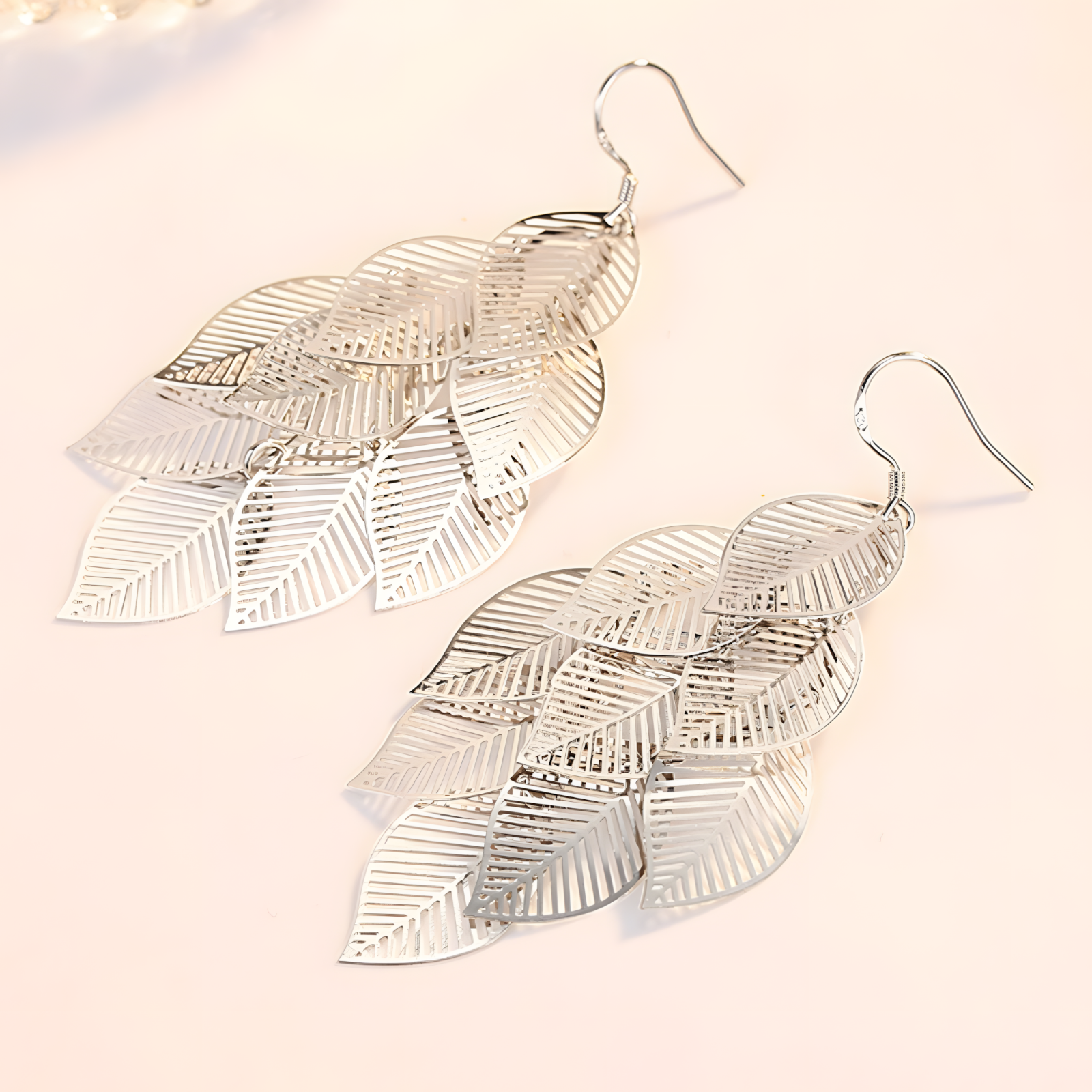 Unified Jewellery Silver Tone Multi Layer Leaf Drop Earrings Women – Trendy 1062