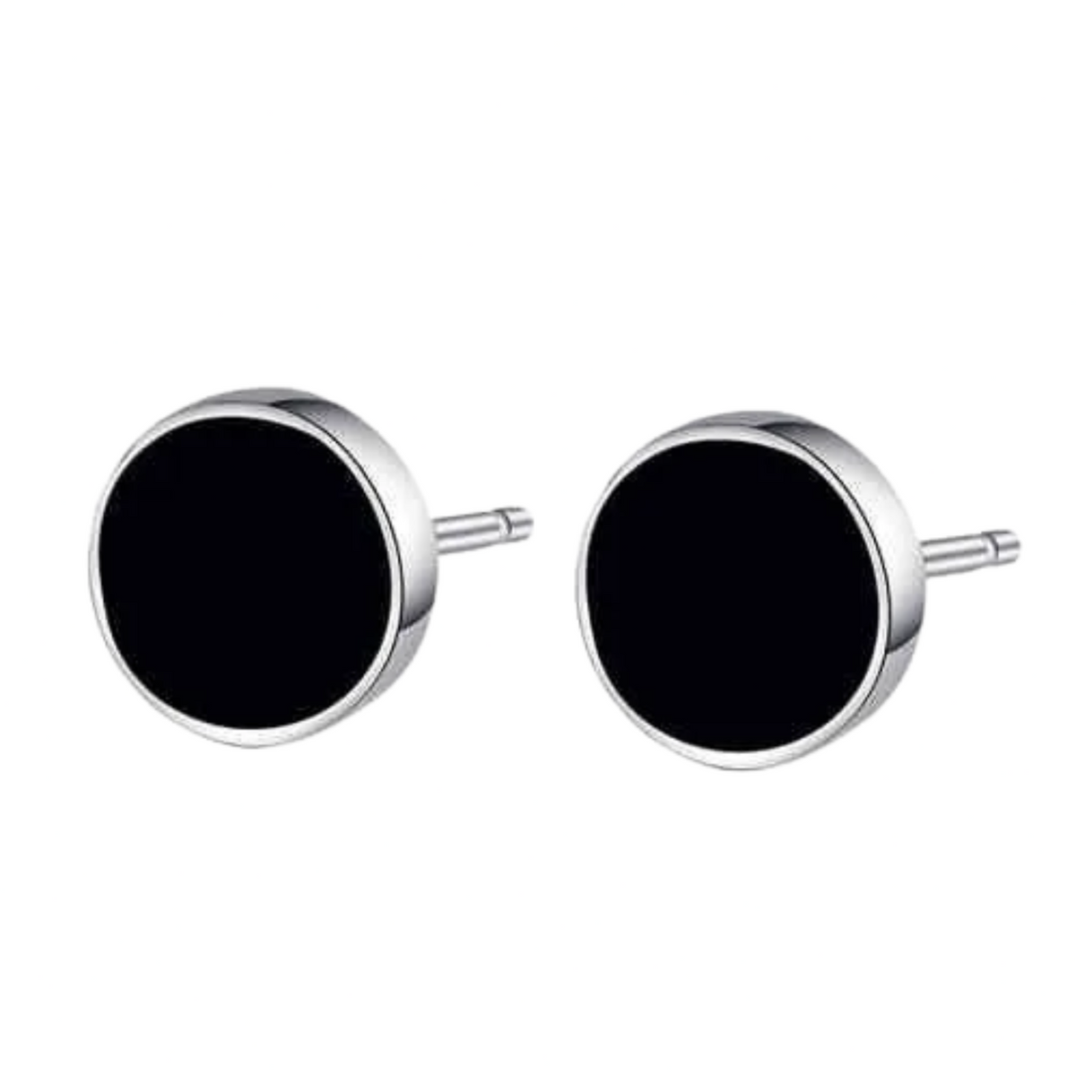 Black Round Stud Earrings for Men & Women – Classic Style 6 mm Circle Studs 1006