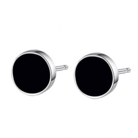 Black Round Stud Earrings for Men & Women – Classic Style 6 mm Circle Studs 1006