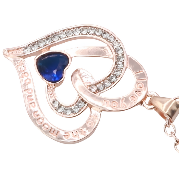 18K Gold Plated Zinc Alloy Blue Heart Stone and Princess Cut Rhinestones B310